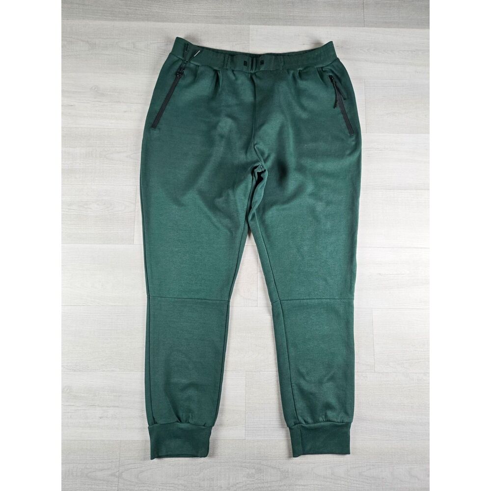 Particle Mens Forest Green Tech Fleece Joggers Zip Pockets Size Large XXL